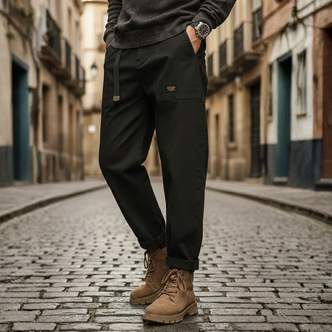 Cargo Pants Vintage Wash Cotton Relaxed Fit Mens