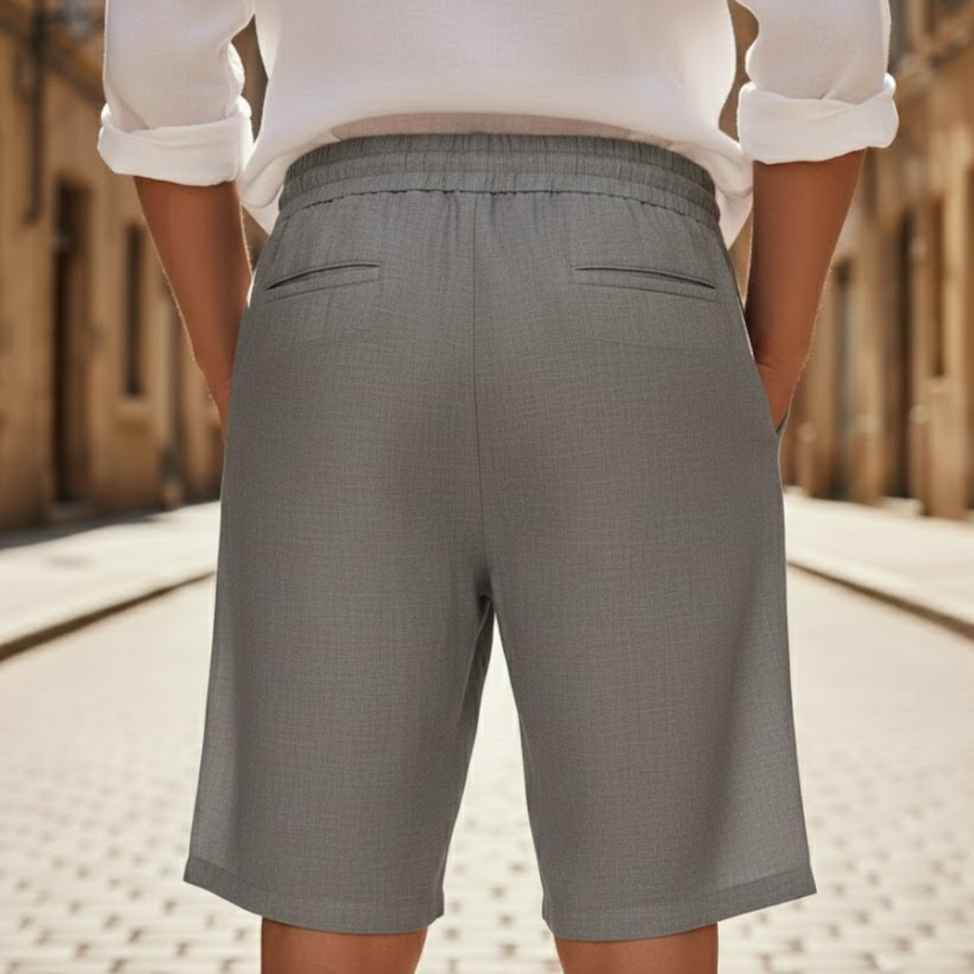 Shorts en lin pour homme coupe décontractée à cordon de serrage été