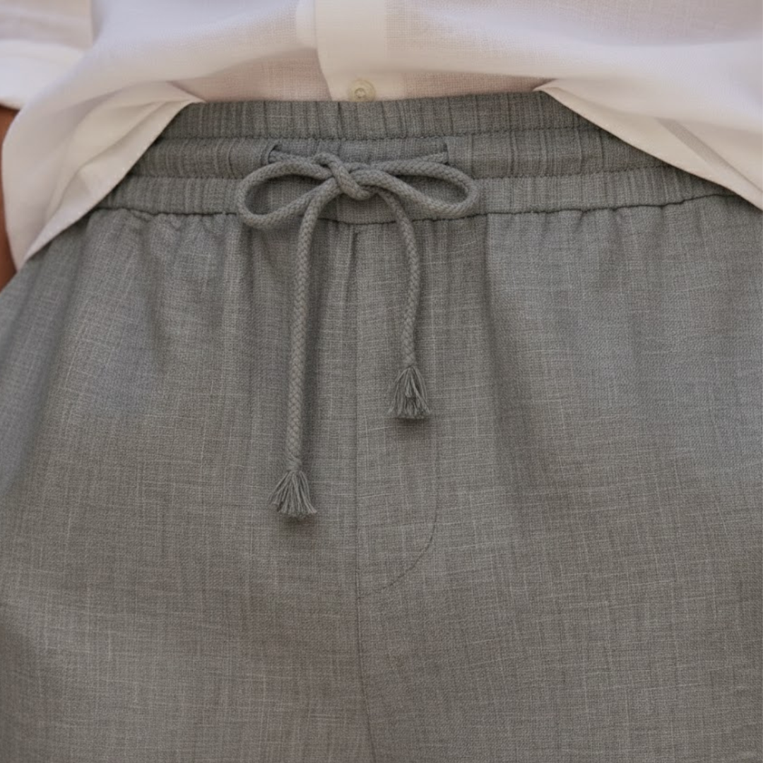 Shorts en lin pour homme coupe décontractée à cordon de serrage été