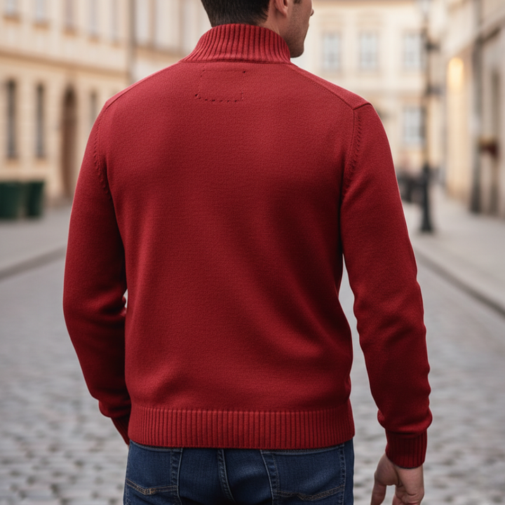Pull pour homme à col montant zippé au quart