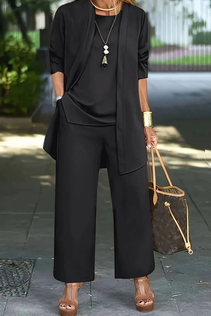 Women's 3-Piece Set Velvet Slim Fit Sleeveless Button-Up Formal