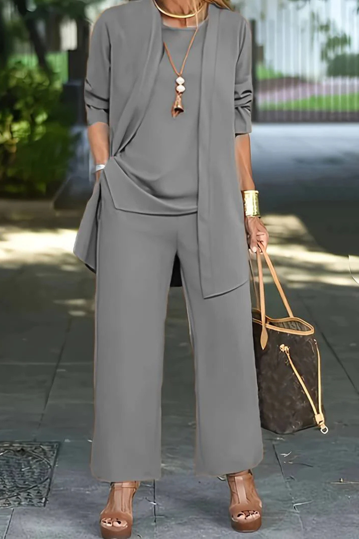 Women's 3-Piece Set Velvet Slim Fit Sleeveless Button-Up Formal