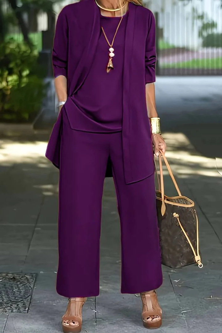 Women's 3-Piece Set Velvet Slim Fit Sleeveless Button-Up Formal