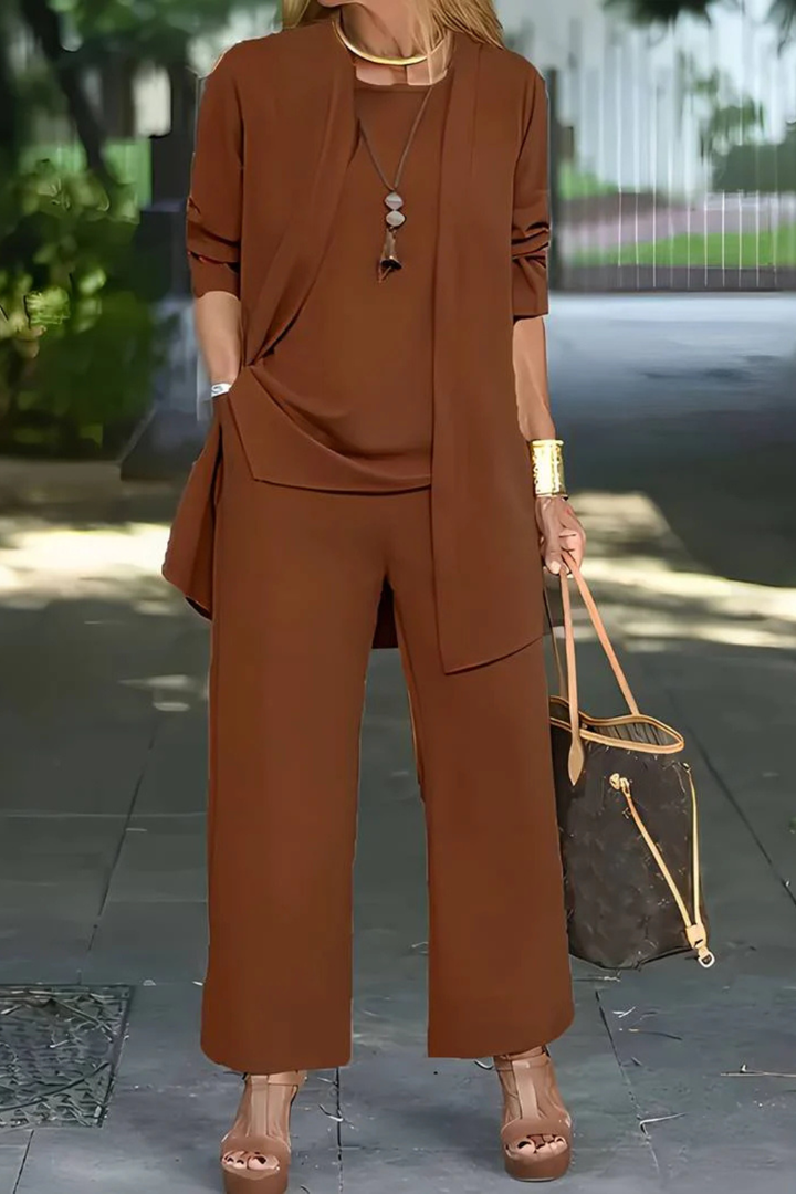 Women's 3-Piece Set Velvet Slim Fit Sleeveless Button-Up Formal