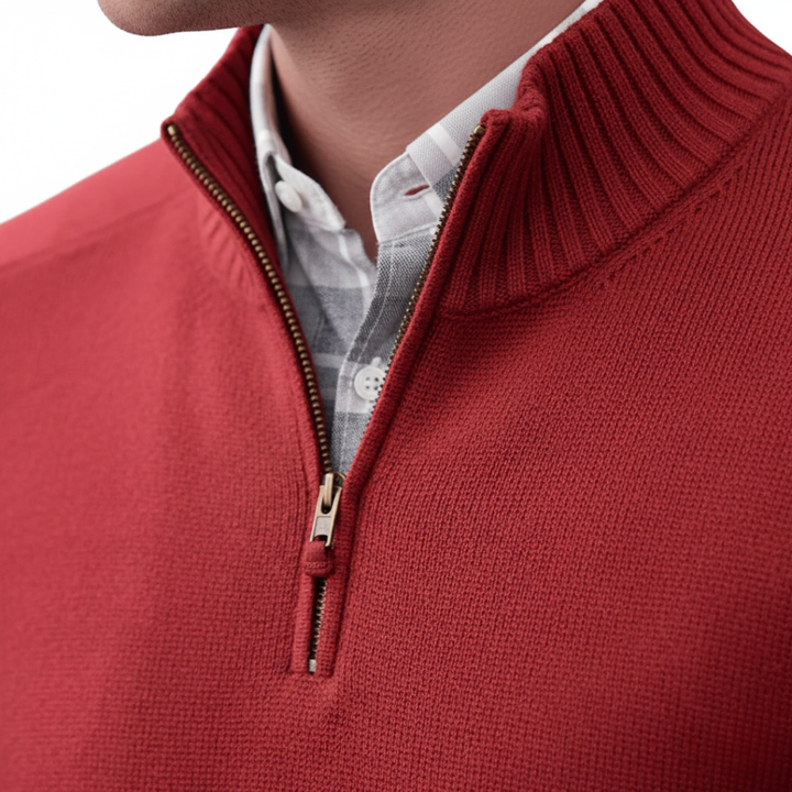 Pull pour homme à col montant zippé au quart