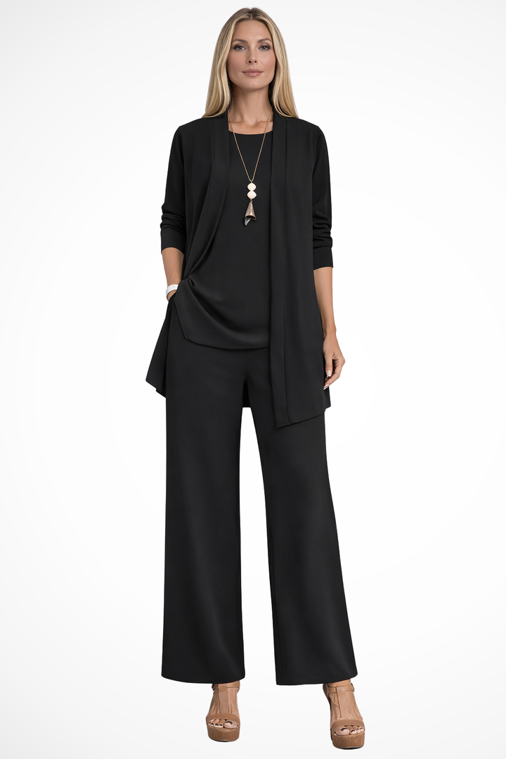 Women's 3-Piece Set Velvet Slim Fit Sleeveless Button-Up Formal