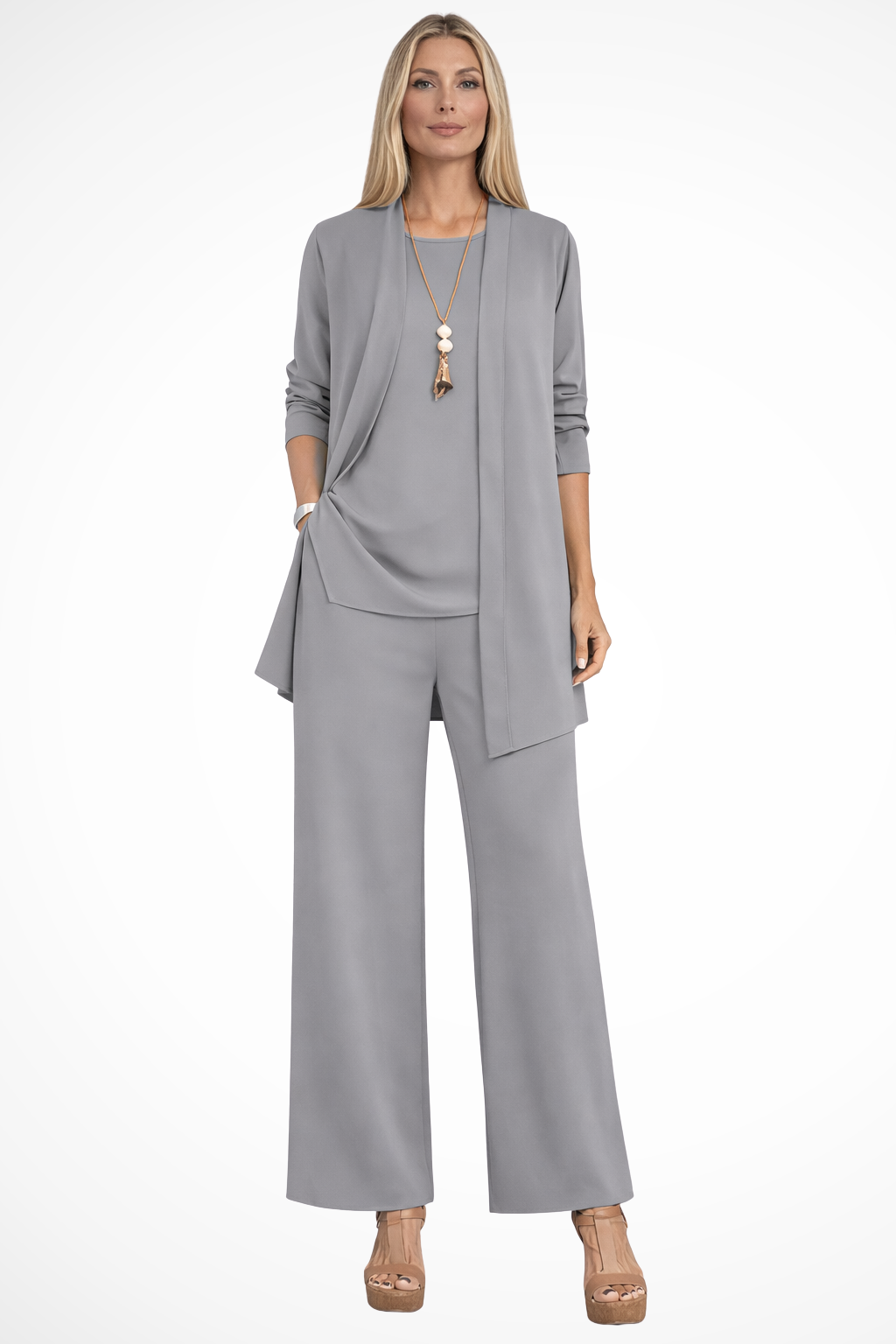 Women's 3-Piece Set Velvet Slim Fit Sleeveless Button-Up Formal