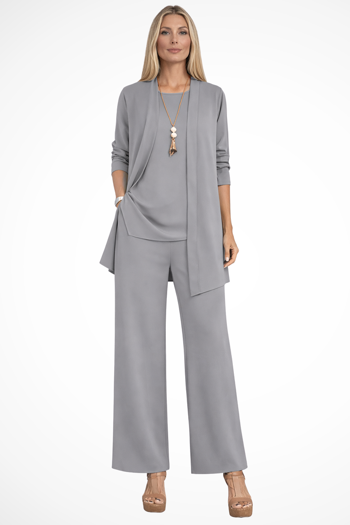 Women's 3-Piece Set Velvet Slim Fit Sleeveless Button-Up Formal