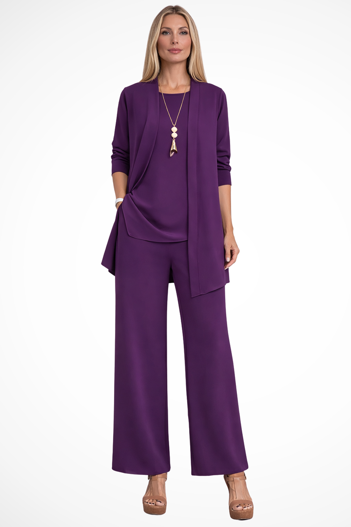 Women's 3-Piece Set Velvet Slim Fit Sleeveless Button-Up Formal