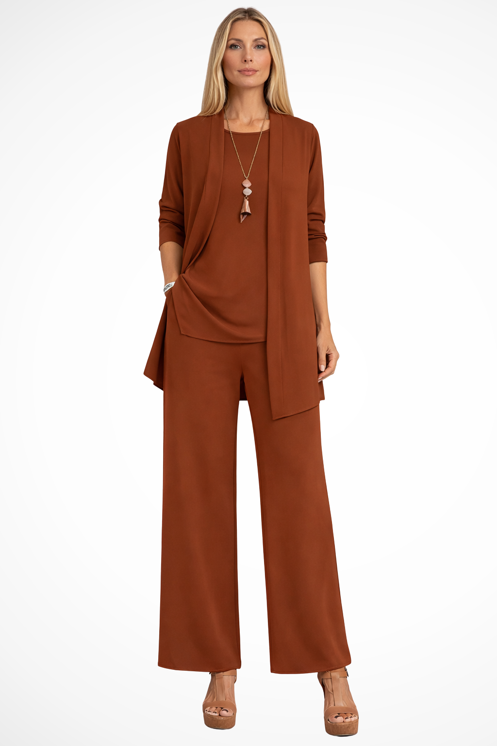 Women's 3-Piece Set Velvet Slim Fit Sleeveless Button-Up Formal