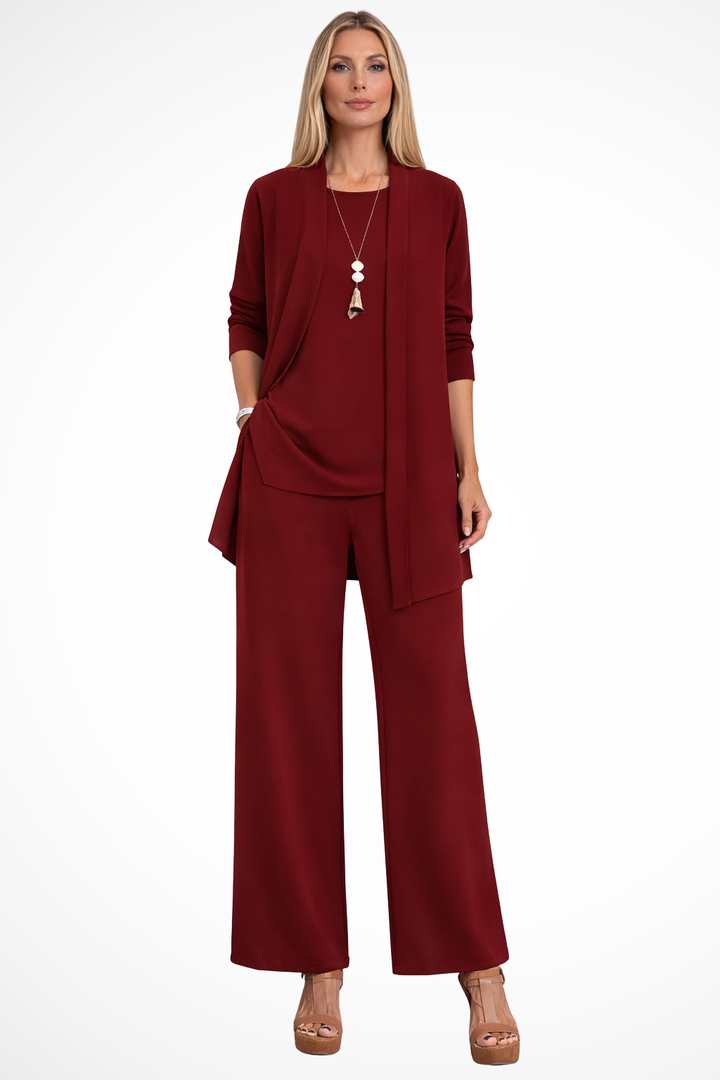 Women's 3-Piece Set Velvet Slim Fit Sleeveless Button-Up Formal