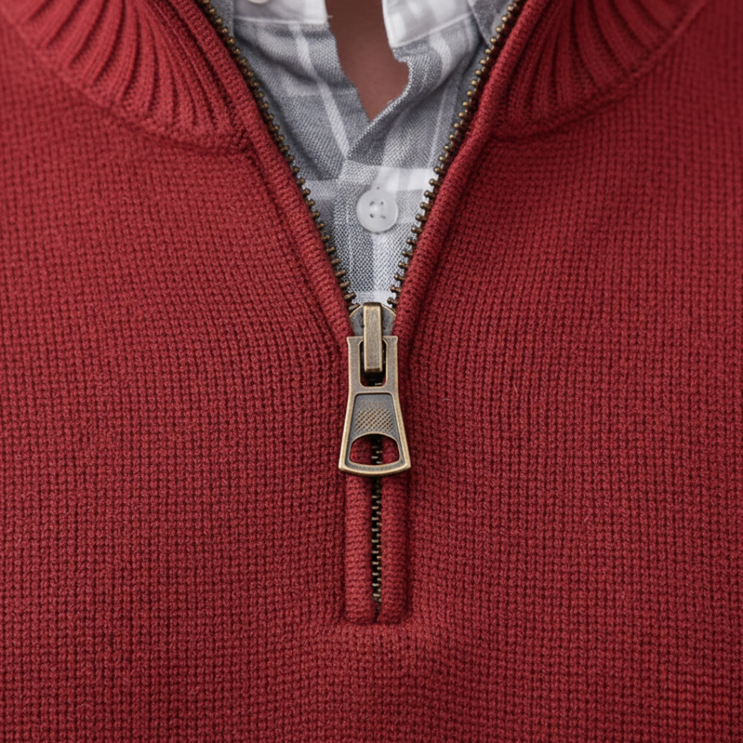 Pull pour homme à col montant zippé au quart
