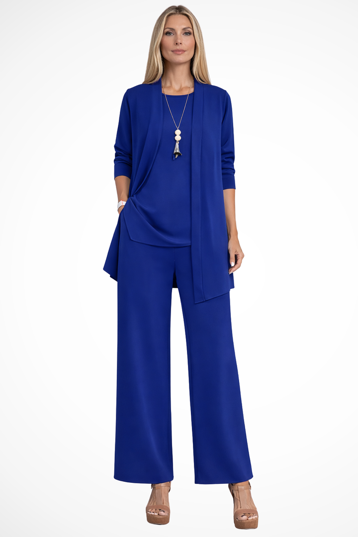 Women's 3-Piece Set Velvet Slim Fit Sleeveless Button-Up Formal