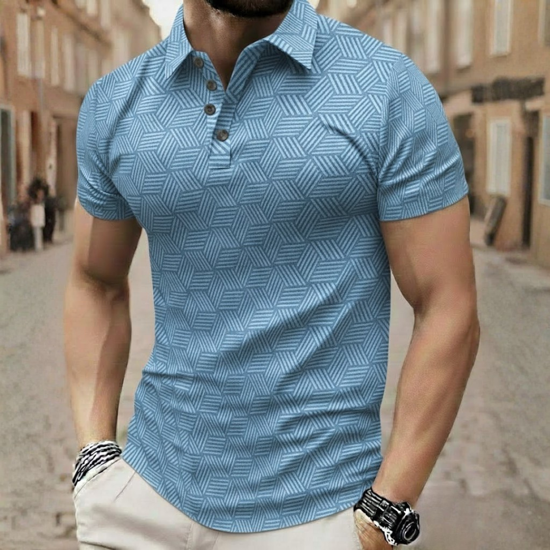 Polo homme manches courtes motif géométrique