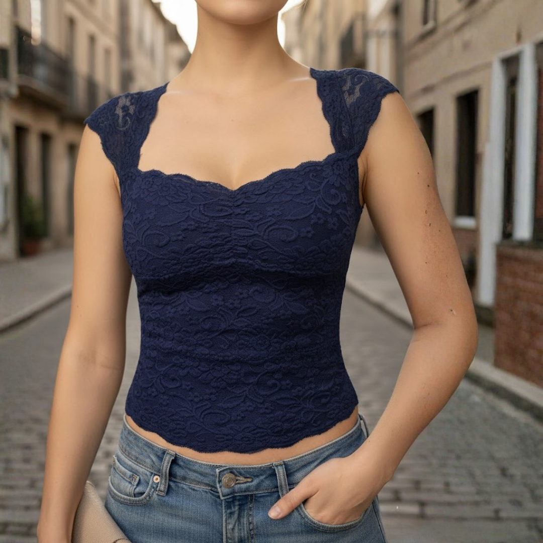 Women Semi Sheer Cami Top Layered Design Embellished