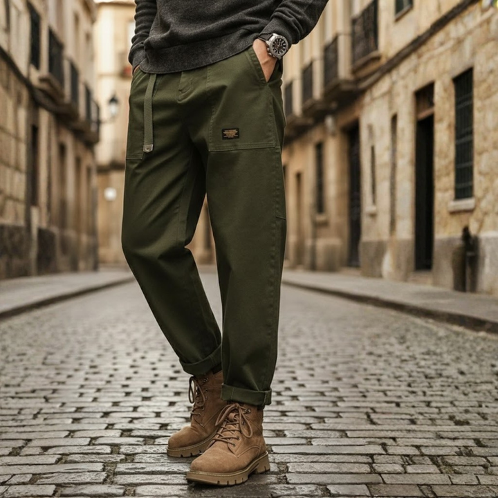Cargo Pants Vintage Wash Cotton Relaxed Fit Mens