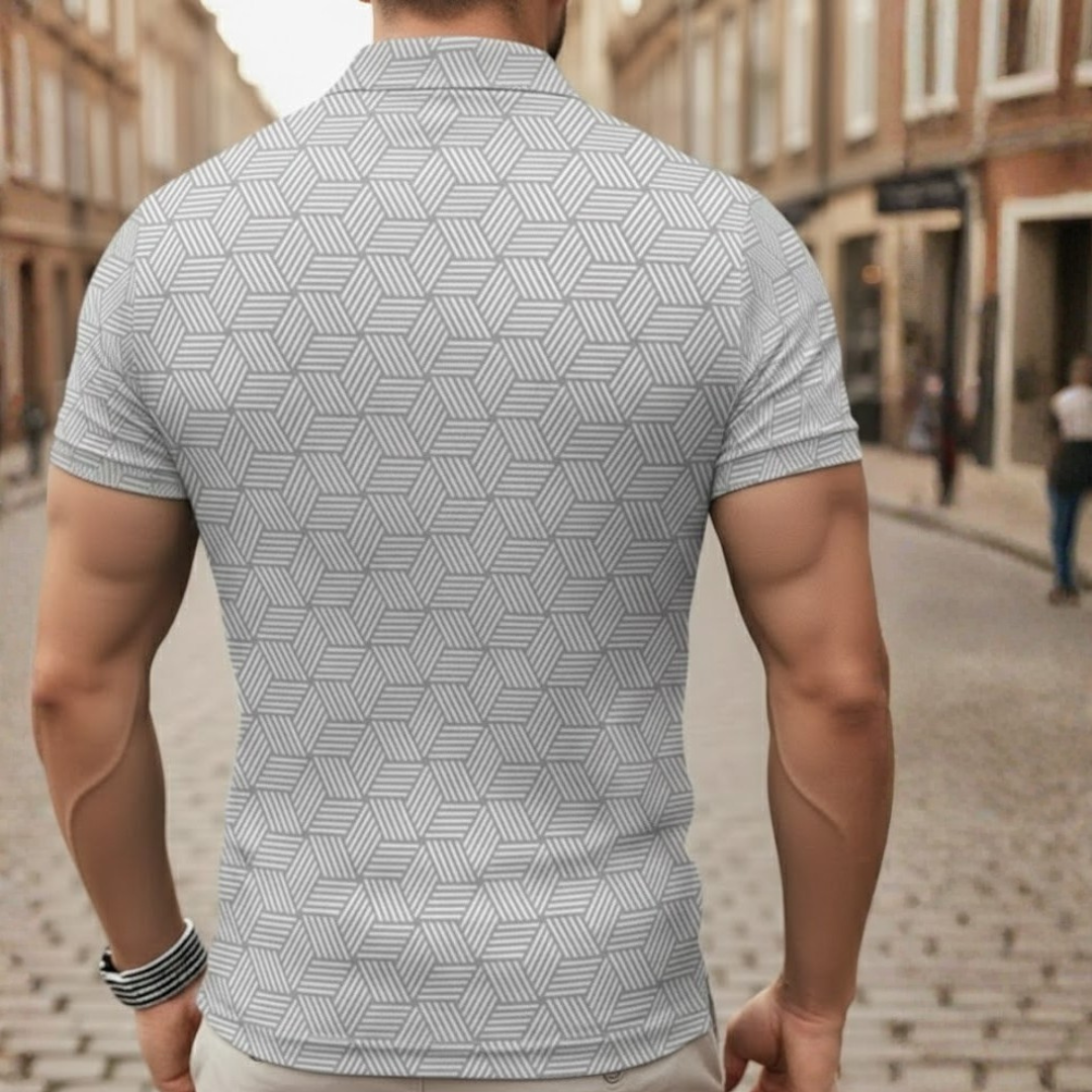 Polo homme manches courtes motif géométrique