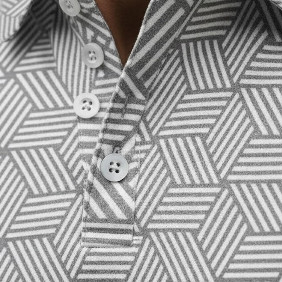 Polo homme manches courtes motif géométrique