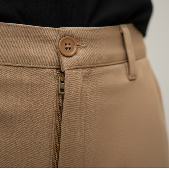 Womens Cotton Polyester Pants Elastic Waist Straight Fit