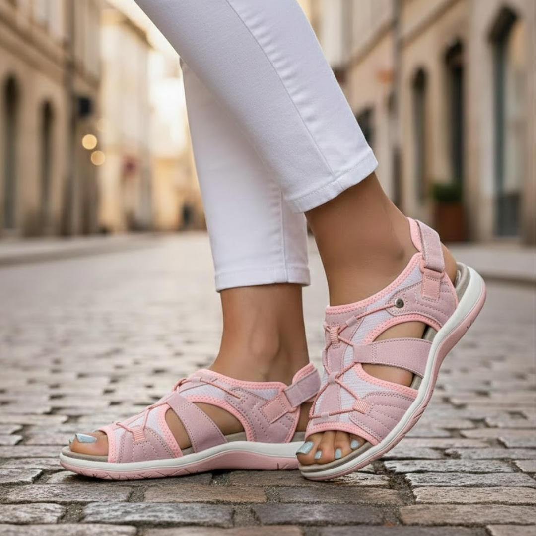 Women Summer Sandals Leather Upper Rubber Sole