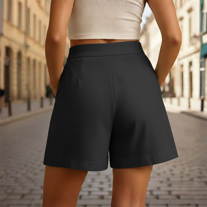 Women's High-Waist Shorts with Button Detail