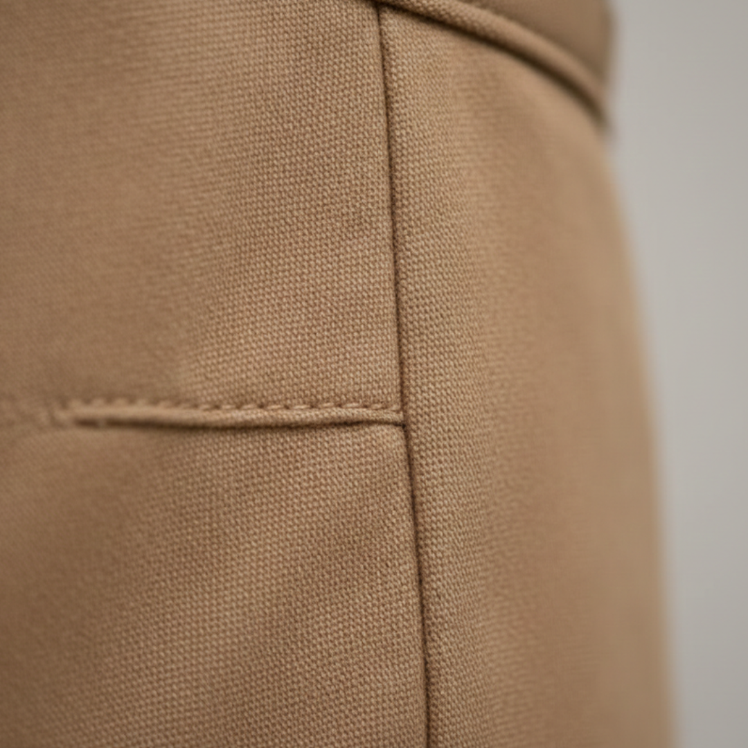 Womens Cotton Polyester Pants Elastic Waist Straight Fit