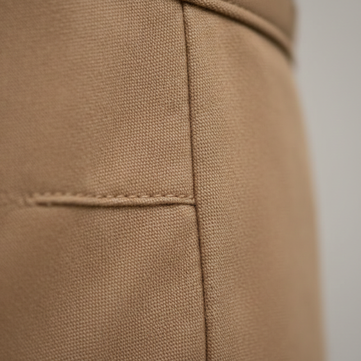 Womens Cotton Polyester Pants Elastic Waist Straight Fit