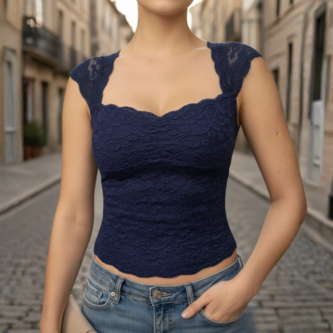 Women Semi Sheer Cami Top Layered Design Embellished