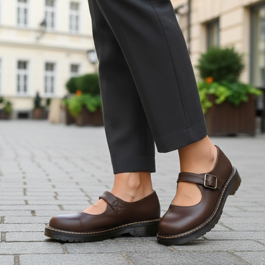 Women Strap Shoes Buckle Closure Cushioned Sole