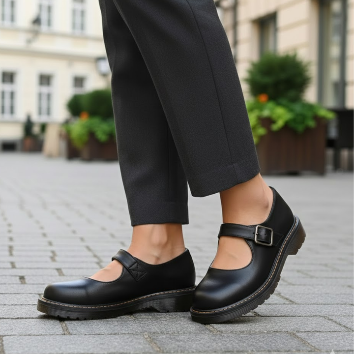 Women Strap Shoes Buckle Closure Cushioned Sole