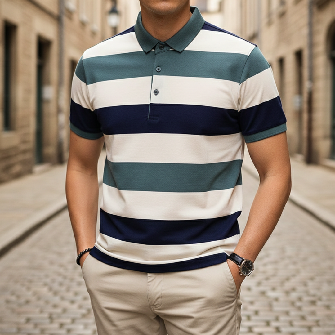 Polo rayé à manches courtes pour homme