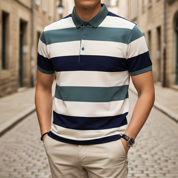 Polo rayé à manches courtes pour homme