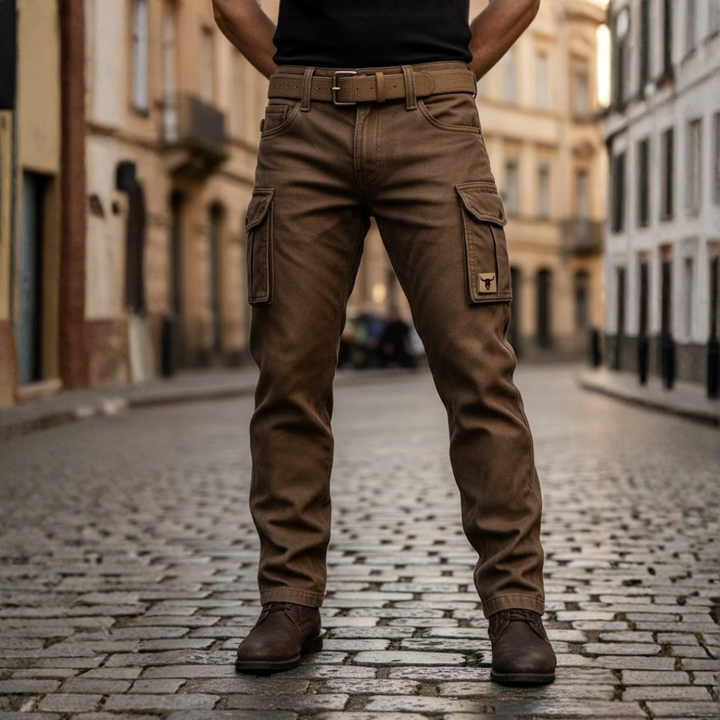 Pantalon cargo isolé en toile de coton utilitaire à jambe droite pour homme