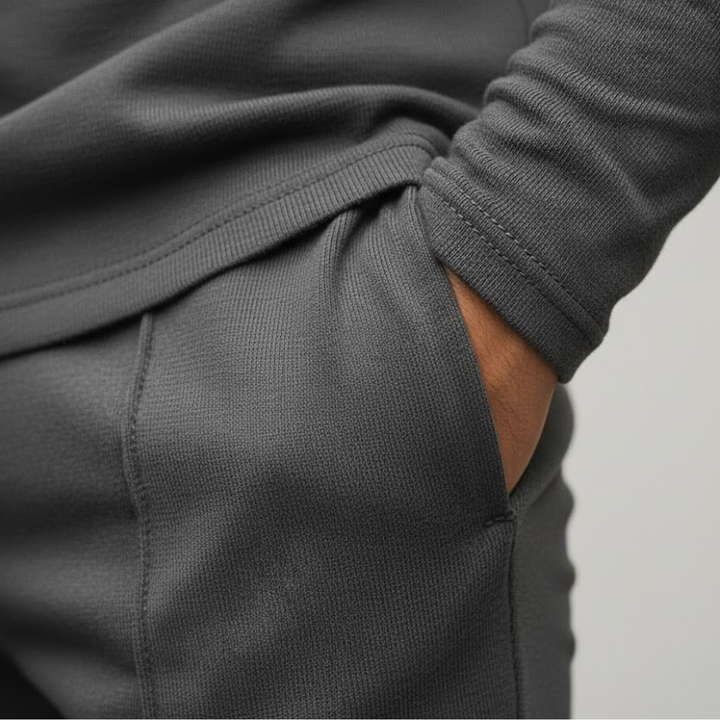 Mens casual clothing set polyester fabric elastic waist autumn wear