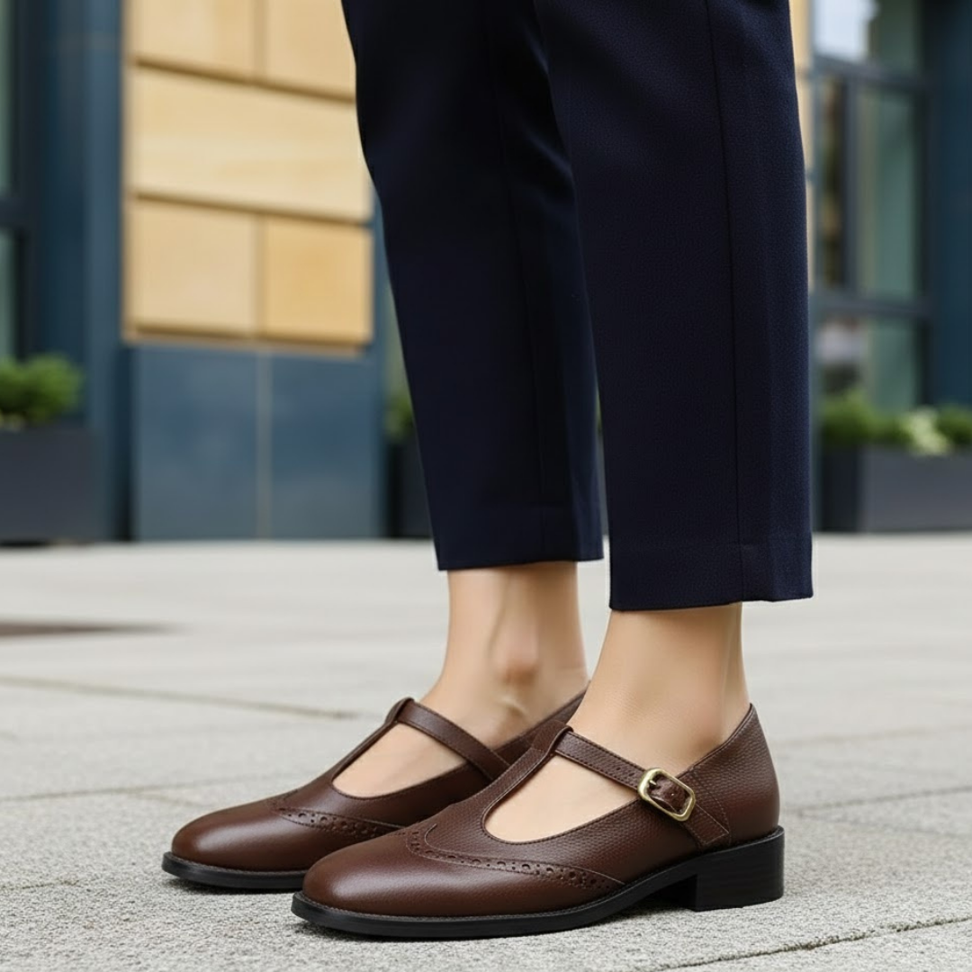 Women Strap Shoes Buckle Closure Cushioned Sole