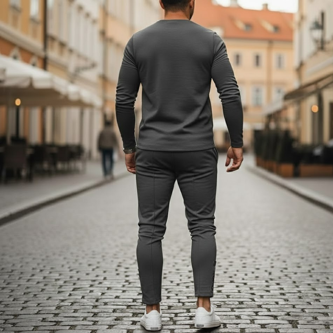 Mens casual clothing set polyester fabric elastic waist autumn wear
