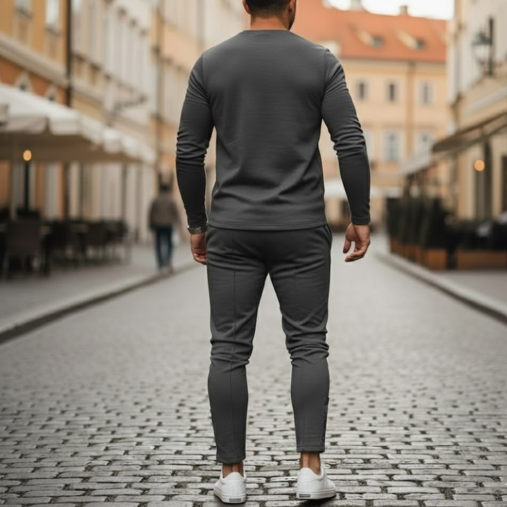 Mens casual clothing set polyester fabric elastic waist autumn wear