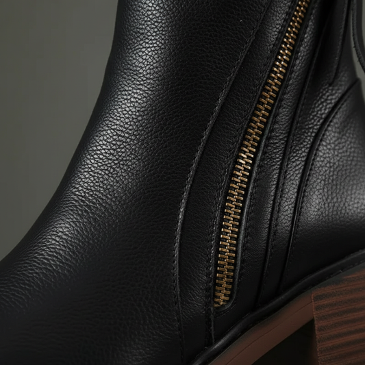 Women Orthopedic Ankle Boots Block Heel Side Zipper Faux Leather