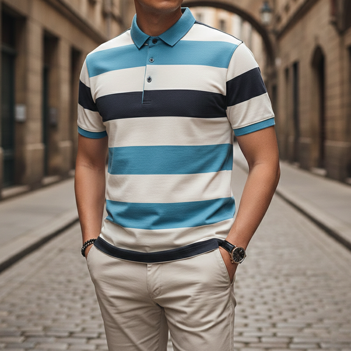 Polo rayé à manches courtes pour homme