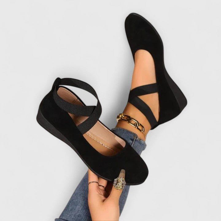 Ballerines Mary Jane pour femmes en daim avec bride élastique, à enfiler, rembourrées