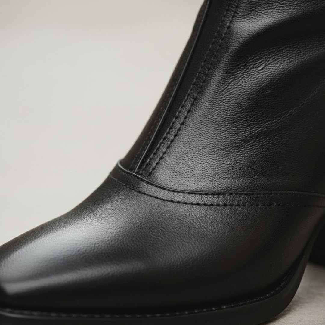 Women Ankle Boots Medium Heel Rear Zip
