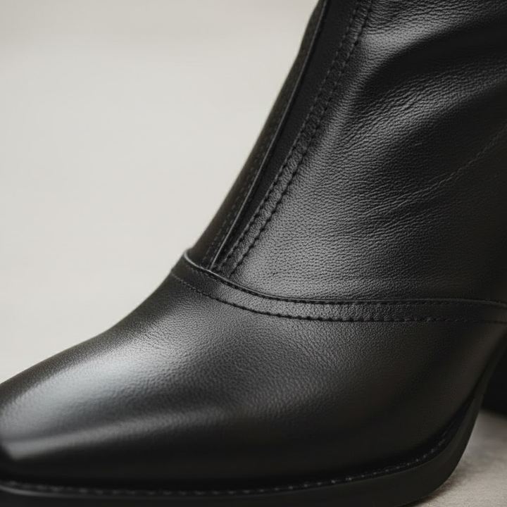 Women Ankle Boots Medium Heel Rear Zip