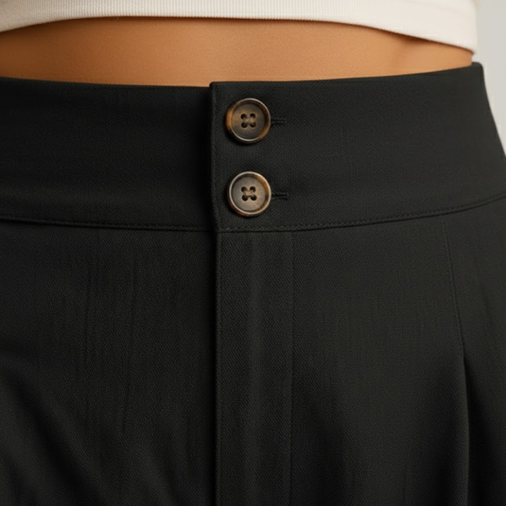 Women's High-Waist Shorts with Button Detail