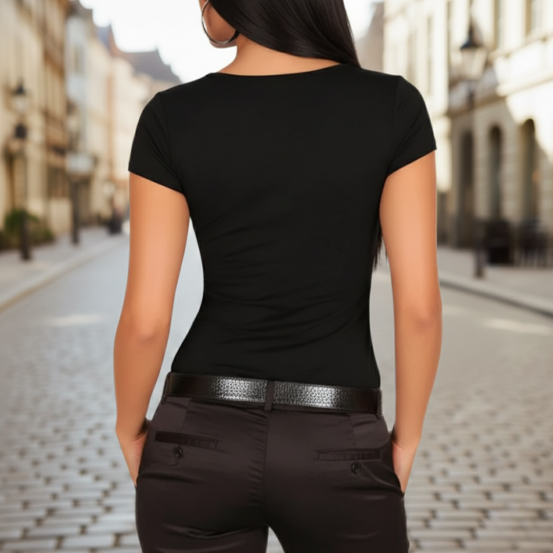 Haut moulant en polyester pour femme avec découpes