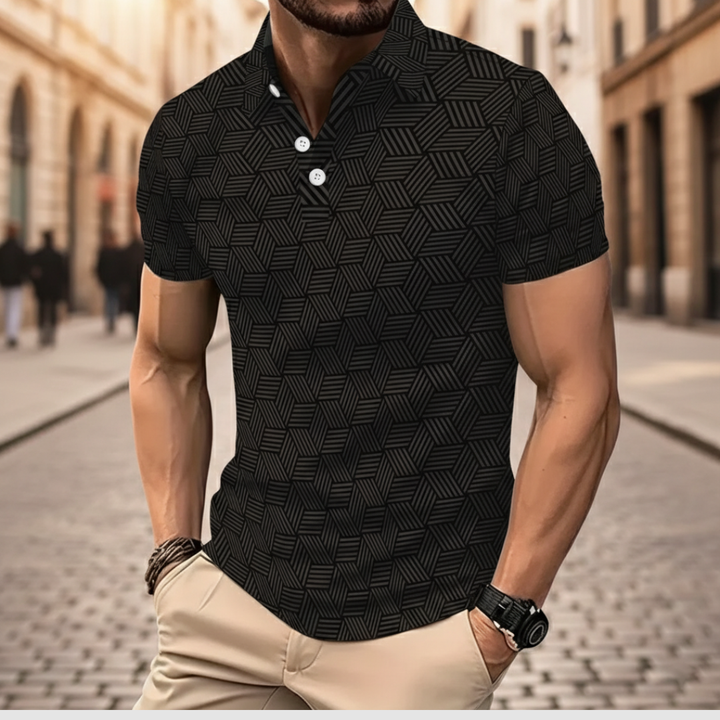 Polo tricoté pour homme à motif géométrique