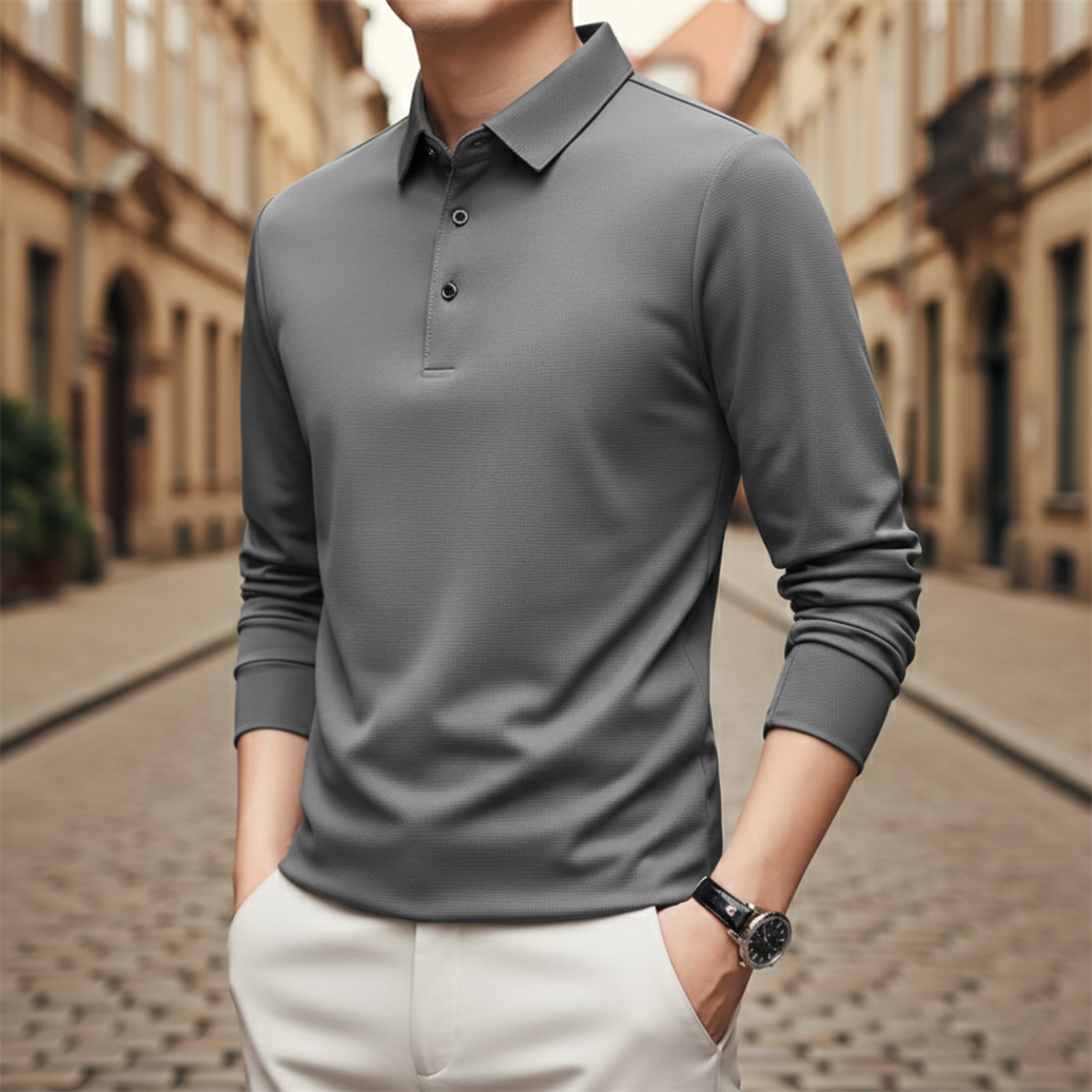 Polo à manches longues pour homme, à haute performance