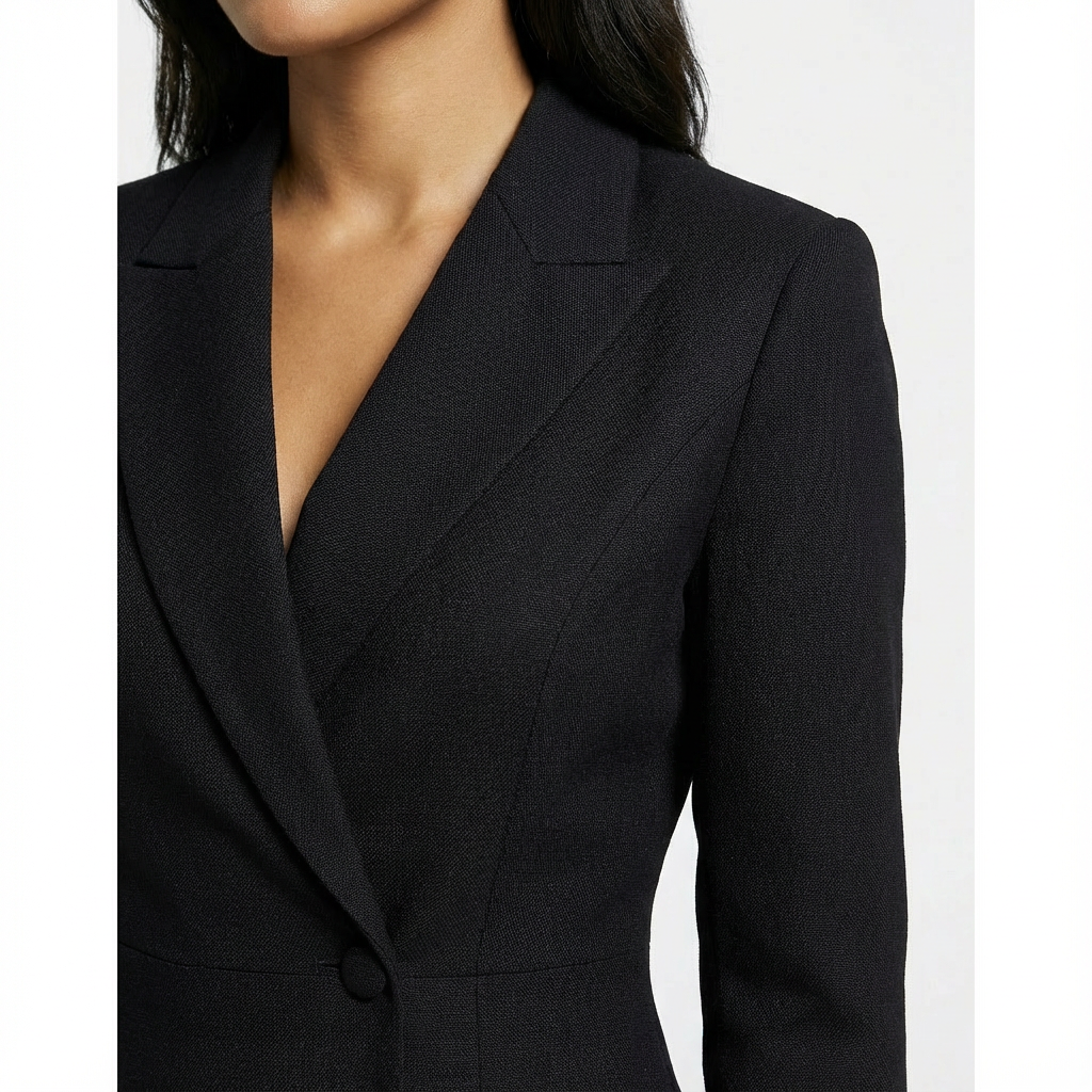 Women's Midi Dress Blazer Style Button-Up Long Sleeve Tailored Fit
