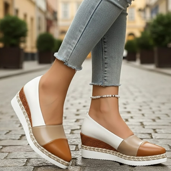 Women Wedge Sandals Metallic Finish Cushioned Sole