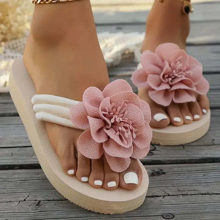 Women's Sandals Floral Slide Slip-On Open Toe Low Heel Casual