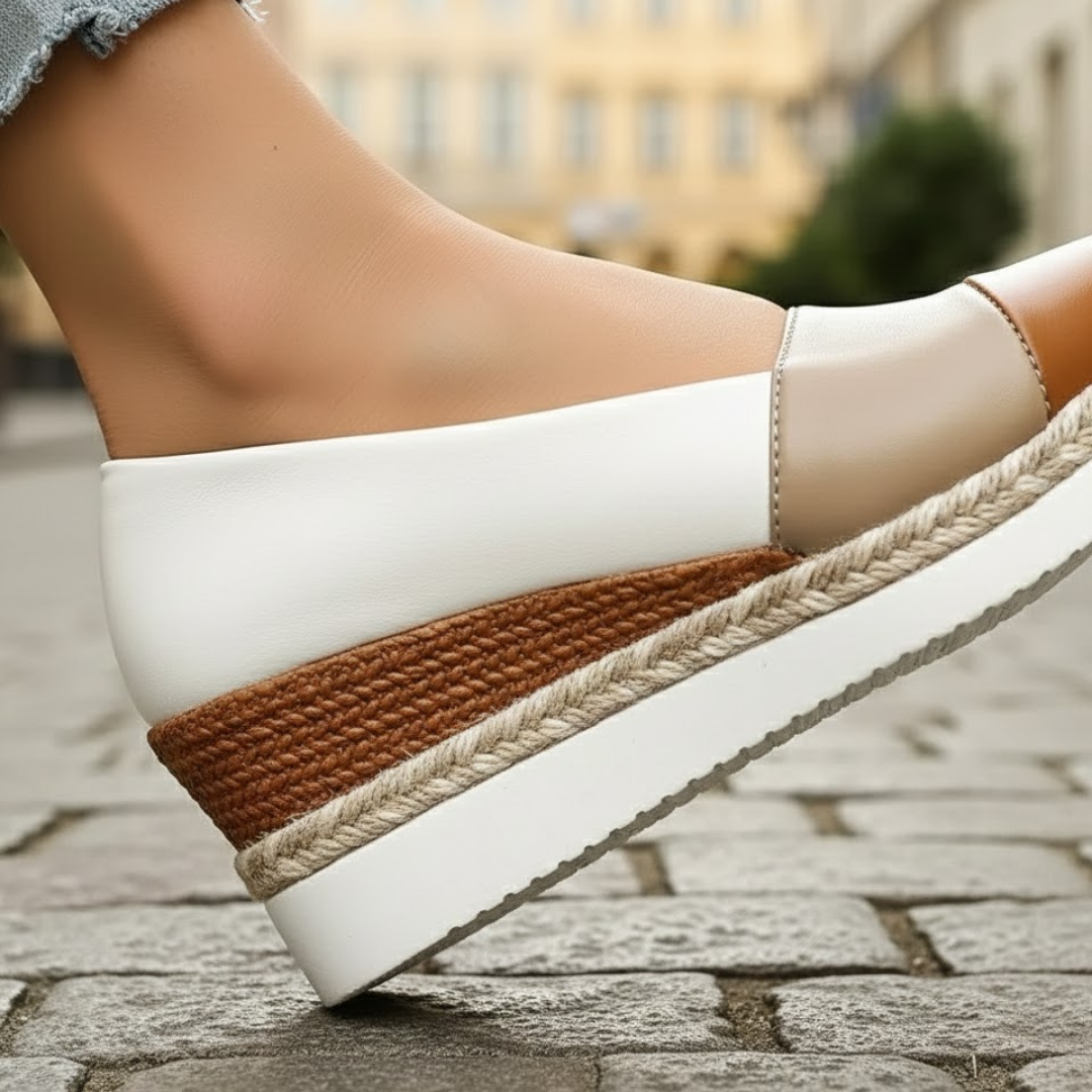 Women Wedge Sandals Metallic Finish Cushioned Sole